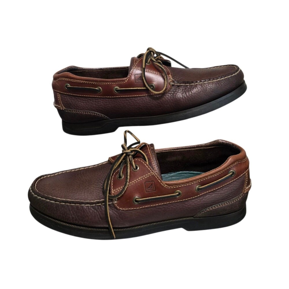 Sperry Top Sider Mako Collection Shoes Mens Size 12M Brown Leather Boat Shoes